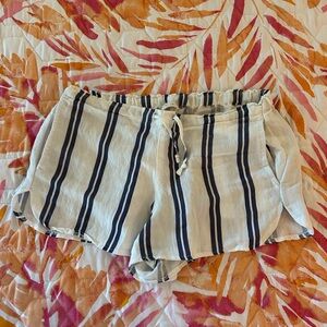 Brandy Melville Navy and White Striped High Waist Shorts